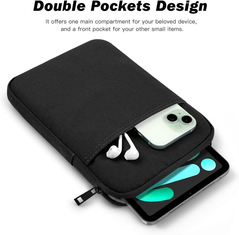 Dadanism 8-9 Inch Tablet Sleeve Case for iPad mini 7th/6th 8.3" 2024/2021, iPad mini 5/4/3/2/1 7.9", Galaxy Tab A7 Lite/A9 8.7", Remarkable Paper Pro Move 7.3" 2025, Tab M8 8", Tab M9 9", Black - Image 4